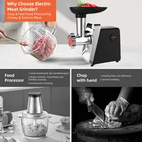 Hachoir à viande électrique puissant 750W, broyeur de viande robuste, hachoir à saucisses, robot culinaire en acier inoxydable, poussoir à saucisses 4