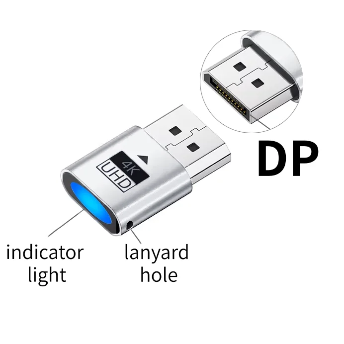 Mini DisplayPort Headless Ghost Dummy Plug - Virtual Screen Adapter for Remote Desktop & GPU Mining