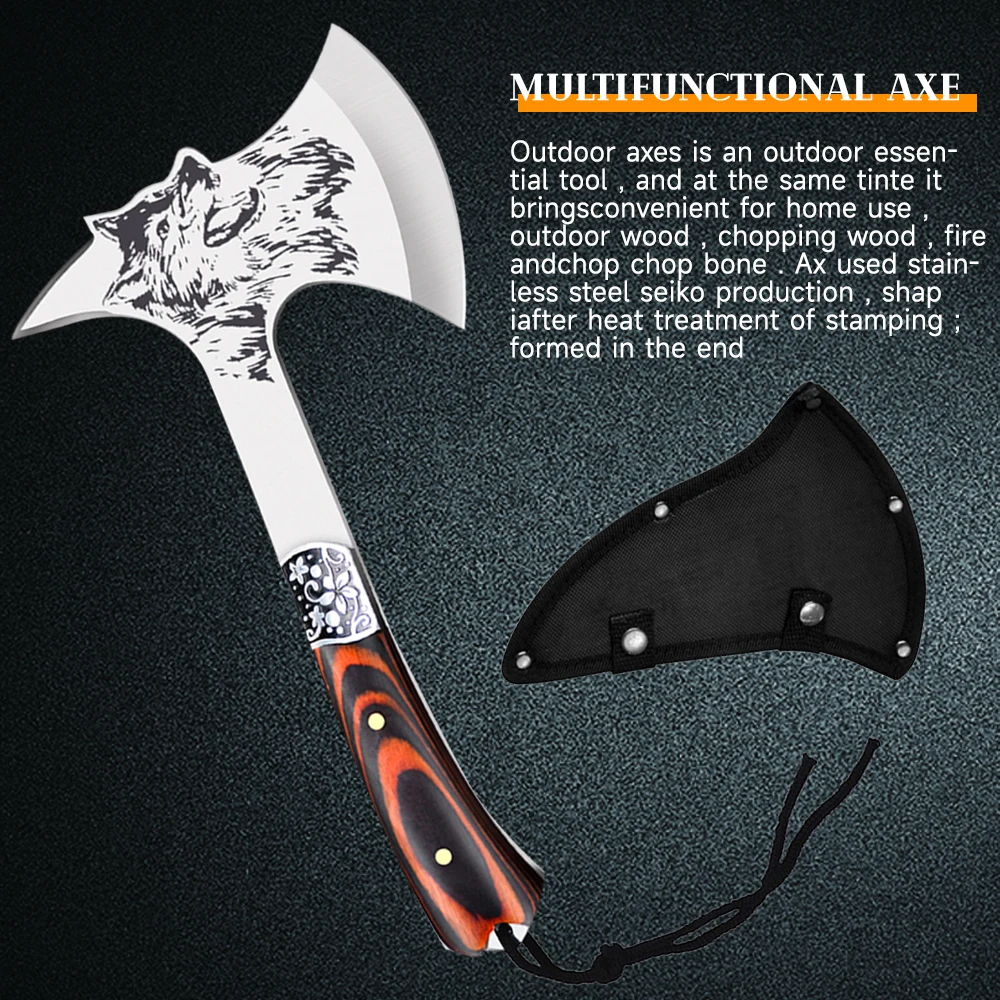 

Multi-purpose Axe Sharp Survival Tomahawk Hatchet Outdoor Camping Axes Boning Knife Chopping Meat Bones Ax Defensive Tool