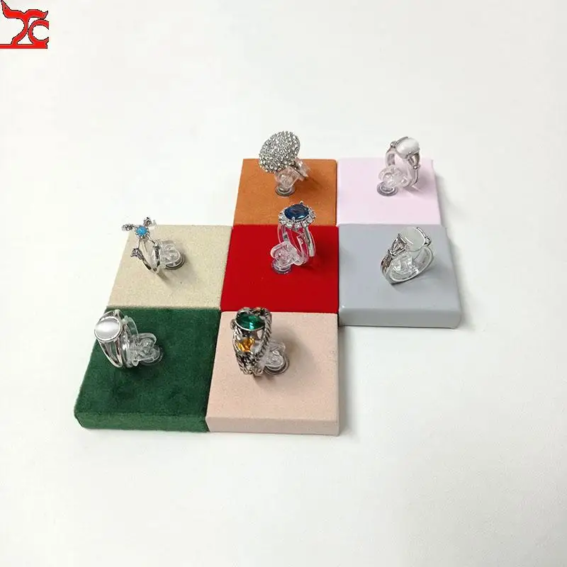 Jewelry Store Ring Display Stand Adjustable Transparent Ring Circle Jewelry  Counter Ring Showcase Props Various Colors Available