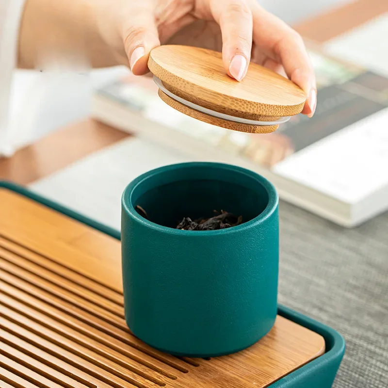 Mini Japanese Sealed Tea Box, Ceramic Container, Portable Travel