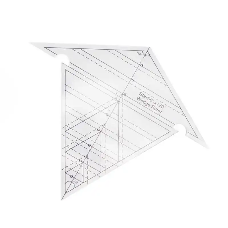

Sewing Wedge Ruler 60 Degree and 120 Degree Acrylic Transparent Precise Scale Reusable Quilting Ruler for DIY Design hot