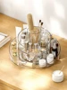 Clear Acrylic Cosmetic Storage Box Rotating Tray Desktop Dress Table Bathroom Lipstick Skin Care Product Rack Makeup Organizer 4