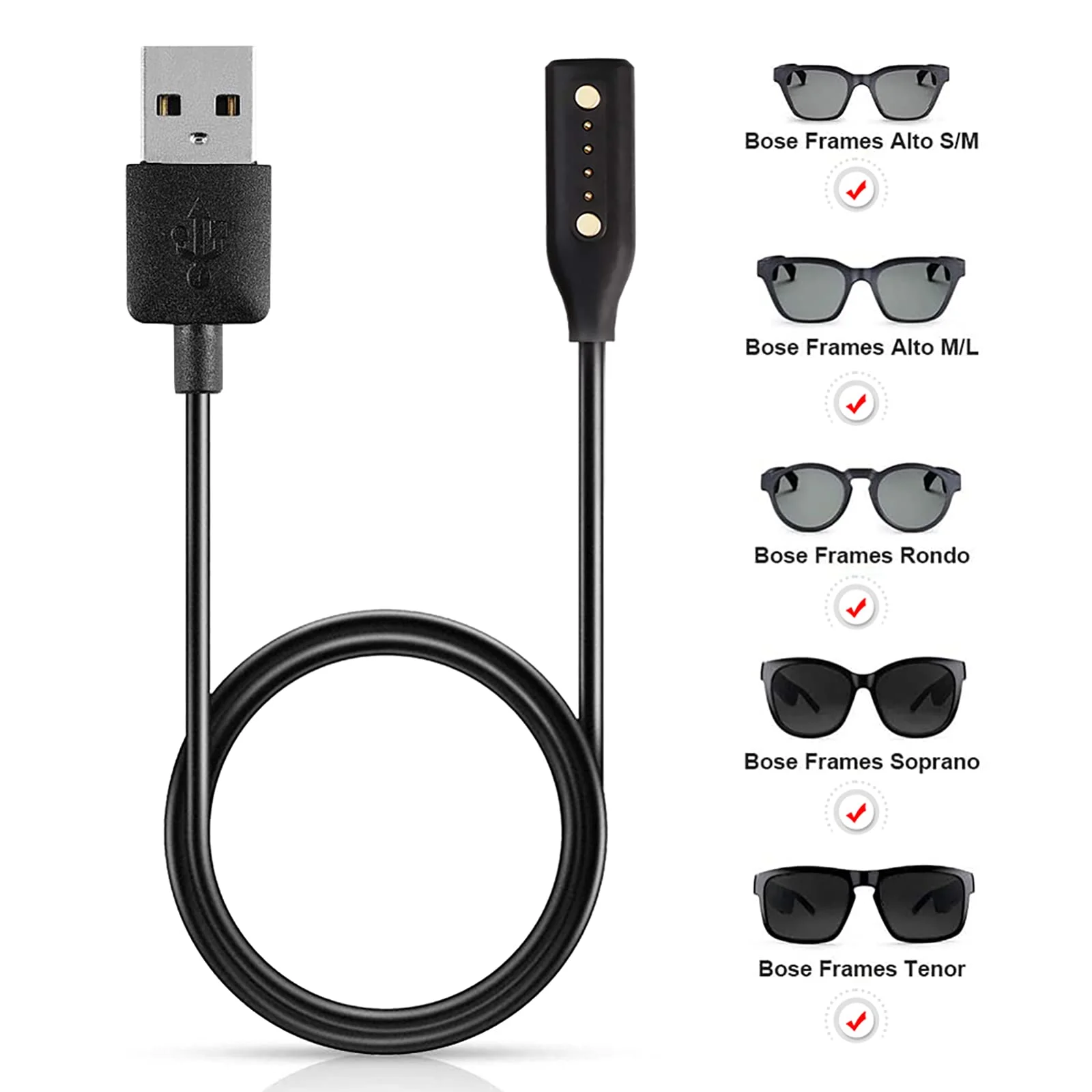 Replacement Charging Cable Magnetic Portable Adapter Charger Cord For Bose Frames Alto S M L Rondo Soprano Tenor Smart Glasses