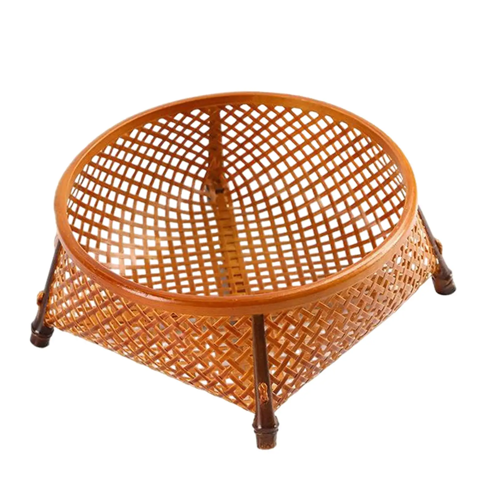 Rattan Basket Wicker Basket Storage Basket Decorative Serving Tray Woven Bowl for Food Bread, Vegetables Fruits Coffee Table