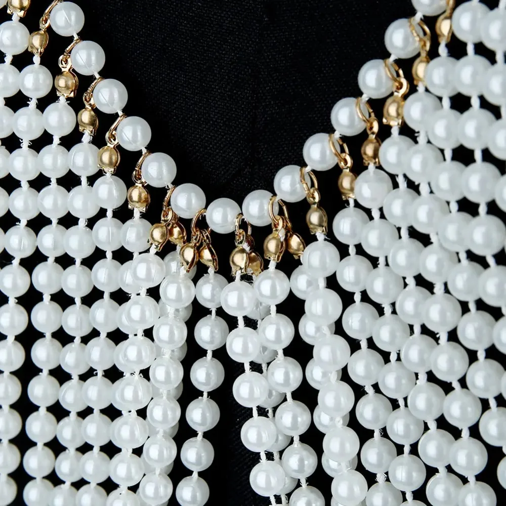 Pearl Body Chain Elegant Fashion Shoulder Adjustable Necklace Jewelry Bra Tassel Sexy Waist for Nightclub Party
