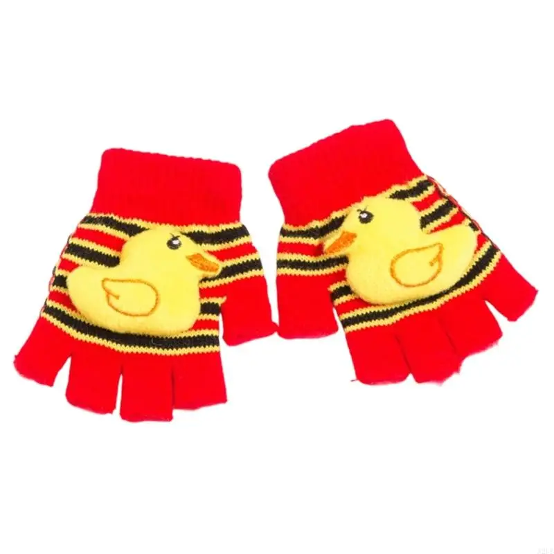 Plüsch-Entenhandschuhe für Kinder, weiche, warme Winteraccessoires mit niedlichem Tierdesign, halber Finger, leicht, A2UB – Detail 7