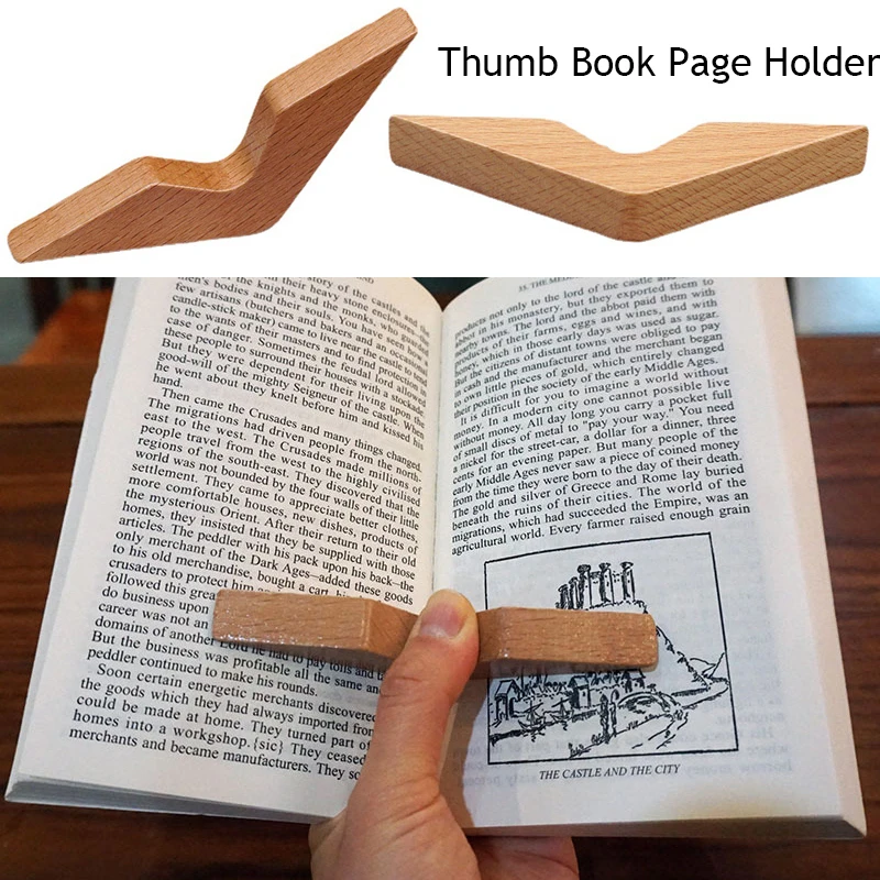 Creative Handmade Thumb Book Page Holder Book Expander Thumb Bookmark Wood Page Spreader Support Office Worker Reading book holder