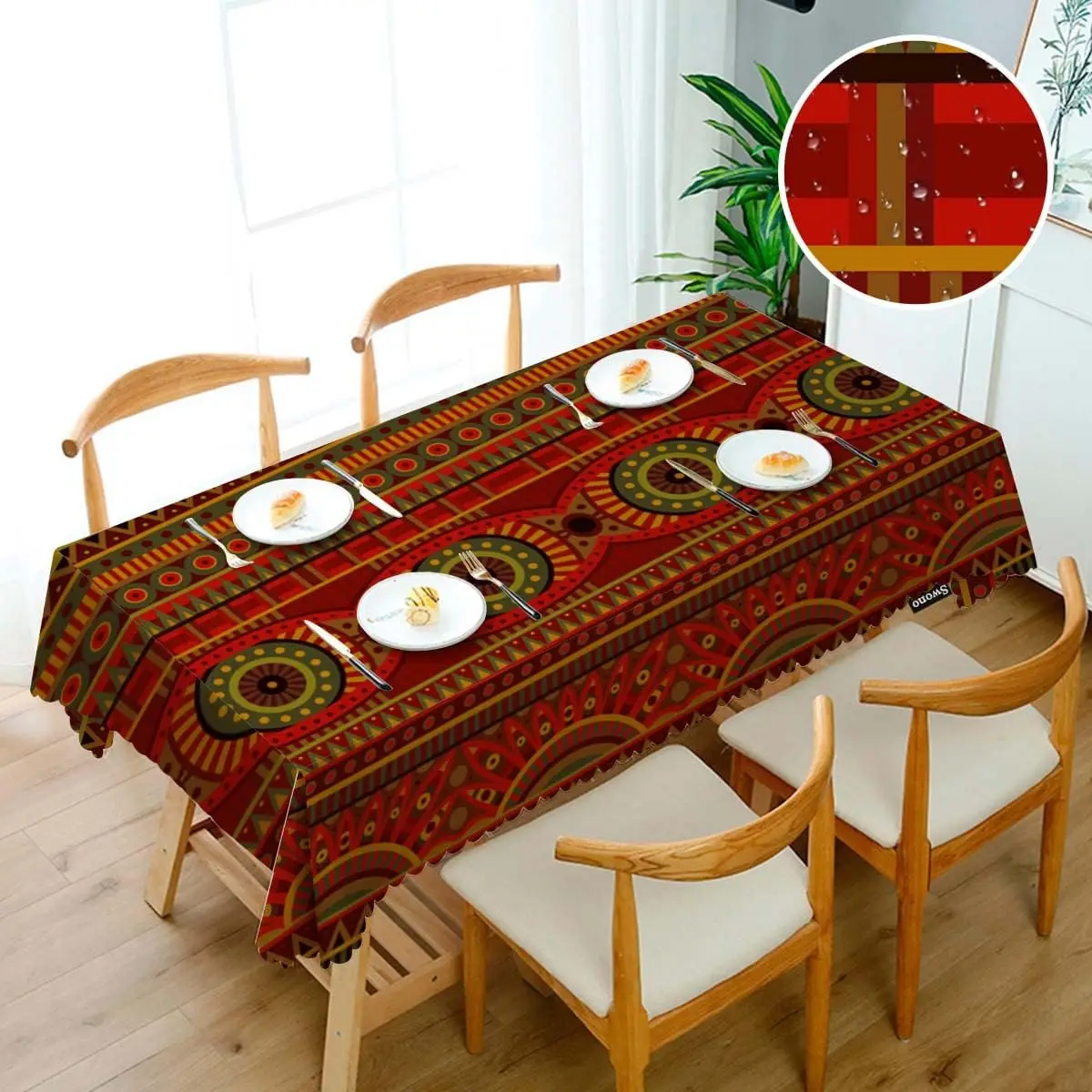 African Ethnic Style Geometric Waterproof Tablecloth Holiday Party Decor Washable Rectangle Table Cloths Home Dining Table Decor 5