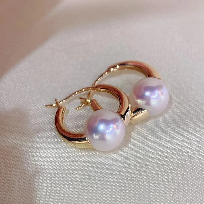 

Серьги akoya с жемчугом из серебра 925 пробы, позолоченные серьги 18 карат, крючок, высокое качество