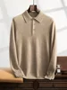 Men Cashmere Sweater Pullovers Autumn Winter Polo Collar Smart Casual Warm Knitted Soft 100% Cashmere Long Sleeve Clothing Tops 1