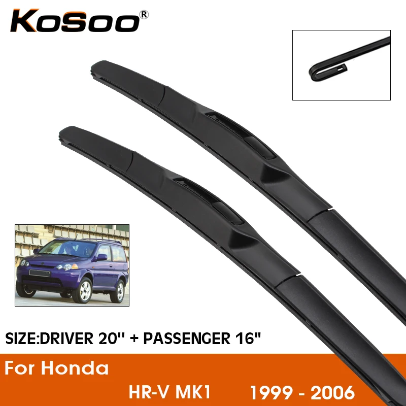 

Car Wiper For Honda HR-V MK1 1999-2006 Windshield Rubber Silicon Refill Front Window Wiper Blades 20"+16" LHD RHD Accessories