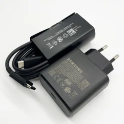 Samsung 45W Super Fast Charging Phone Charger with 5A Cable - Black EU and Cable