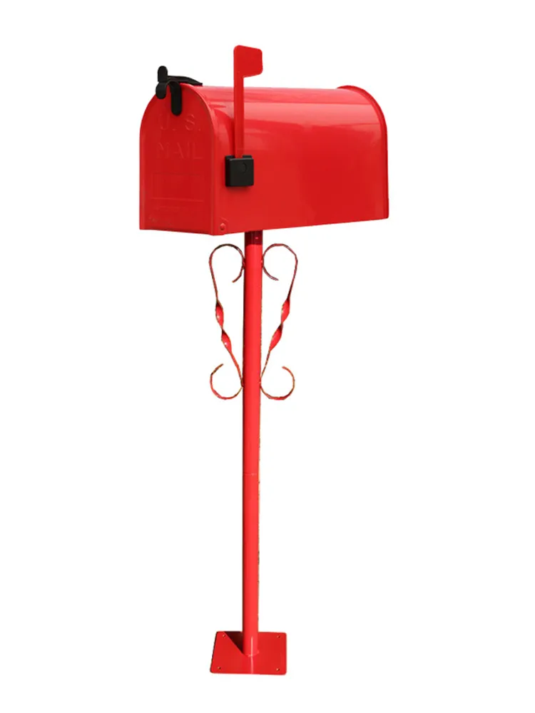 American Style Post-Mount Mailboxes Stand Floor Metal Postbox Outdoor Garden Park Villa Newspaper Letter Box Bucket Letterbox post mount mailbox