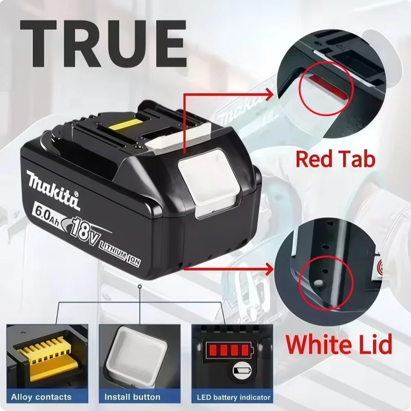 18v Battery Genuine 6AH makita BL1860 6ah Li-ion Replacement LXT BL1850 BL1840 for 18V Screwdriver with BMS