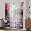 2pc,  Drapes Floating green leaves Machine Washable Fabric,Without Electricity Holiday Decorations Suitable for Bedroom Office 3