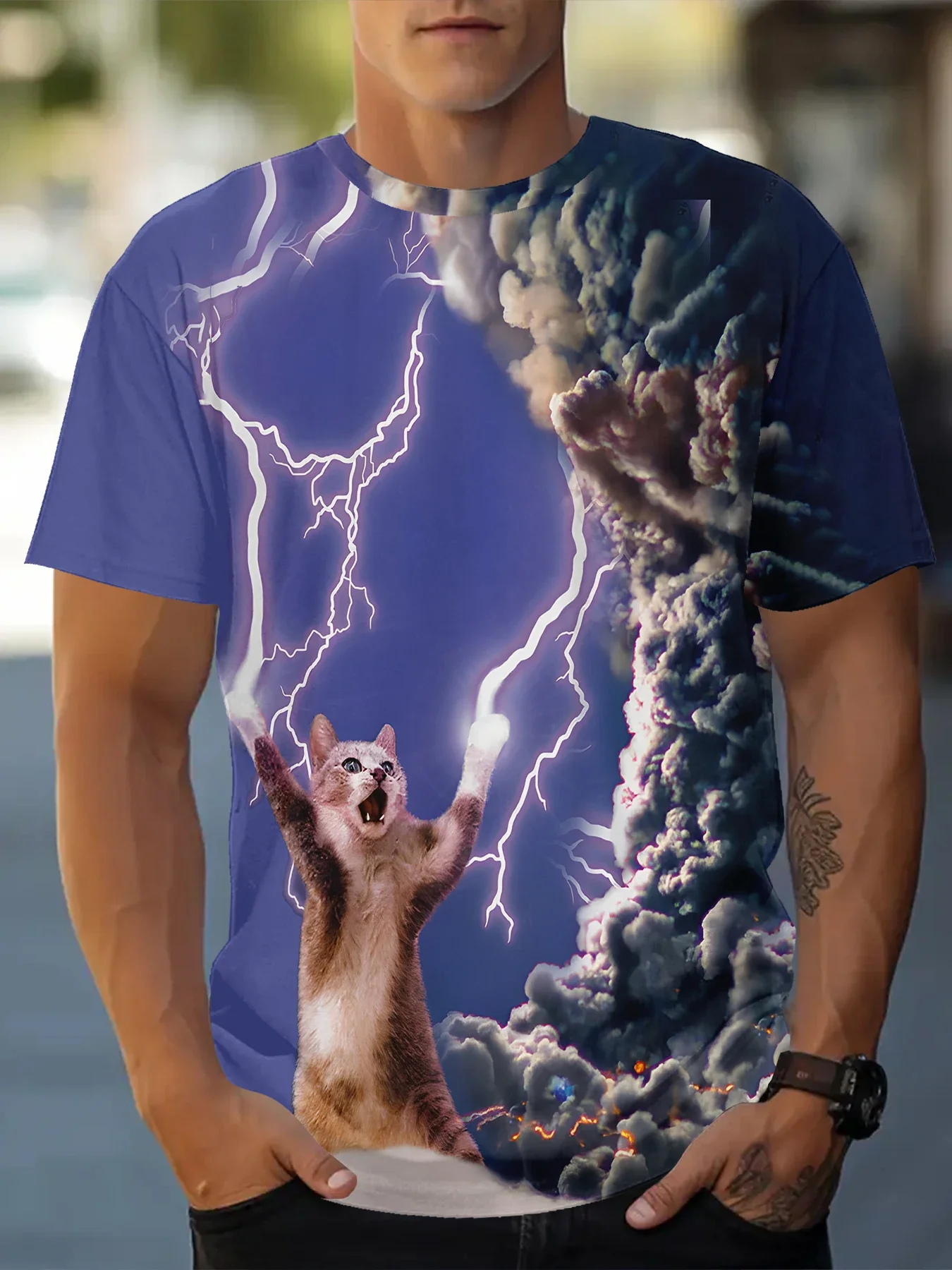 Men's 3D Printed T-shirt, Oversized Short Sleeve Casual Pullover, Trendy Streetwear Tops, Summer
