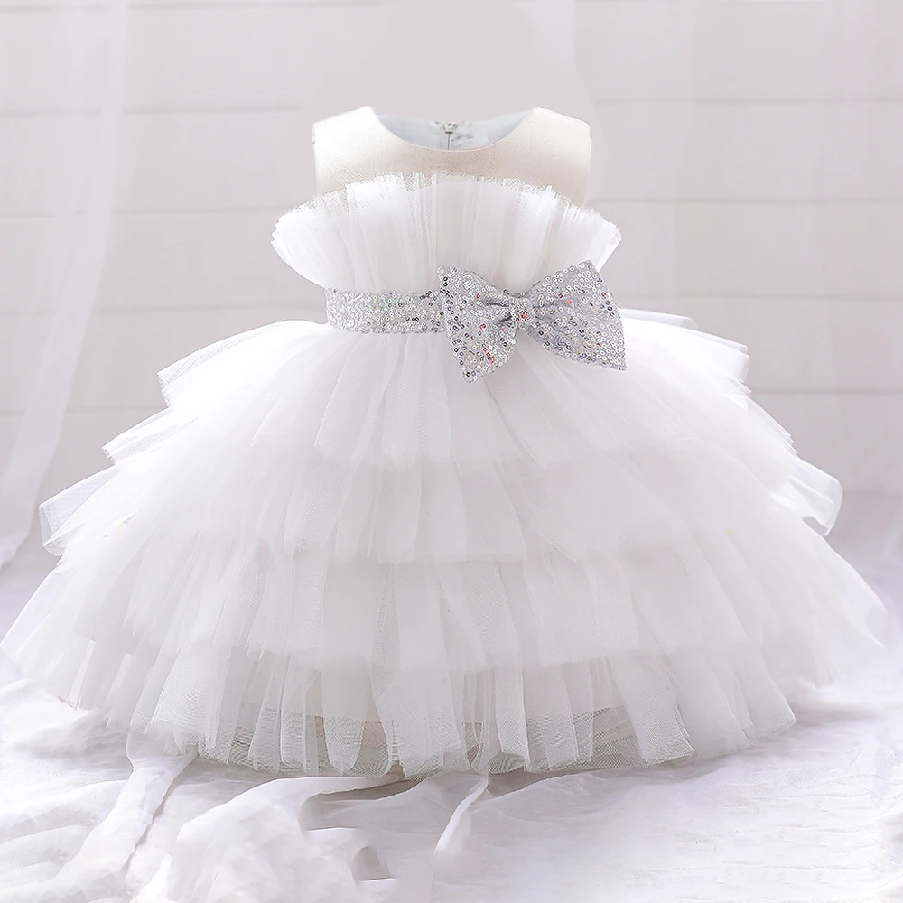 Girls Dress Baby Girl Dress Toddler Wedding Party Dresses for Baby 2-8 Yrs Sequin Bow Tulle Baptism Birthday Princess Clothe Lace Summer Dresses