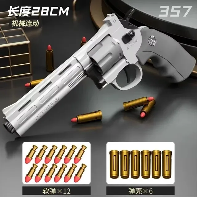 Continuous Firing Tactic Revolver Automatic Pistol 357  Mechanical Soft Dart Bullet Toy Gun CS Outdoor Weapon for Kid Adult 6