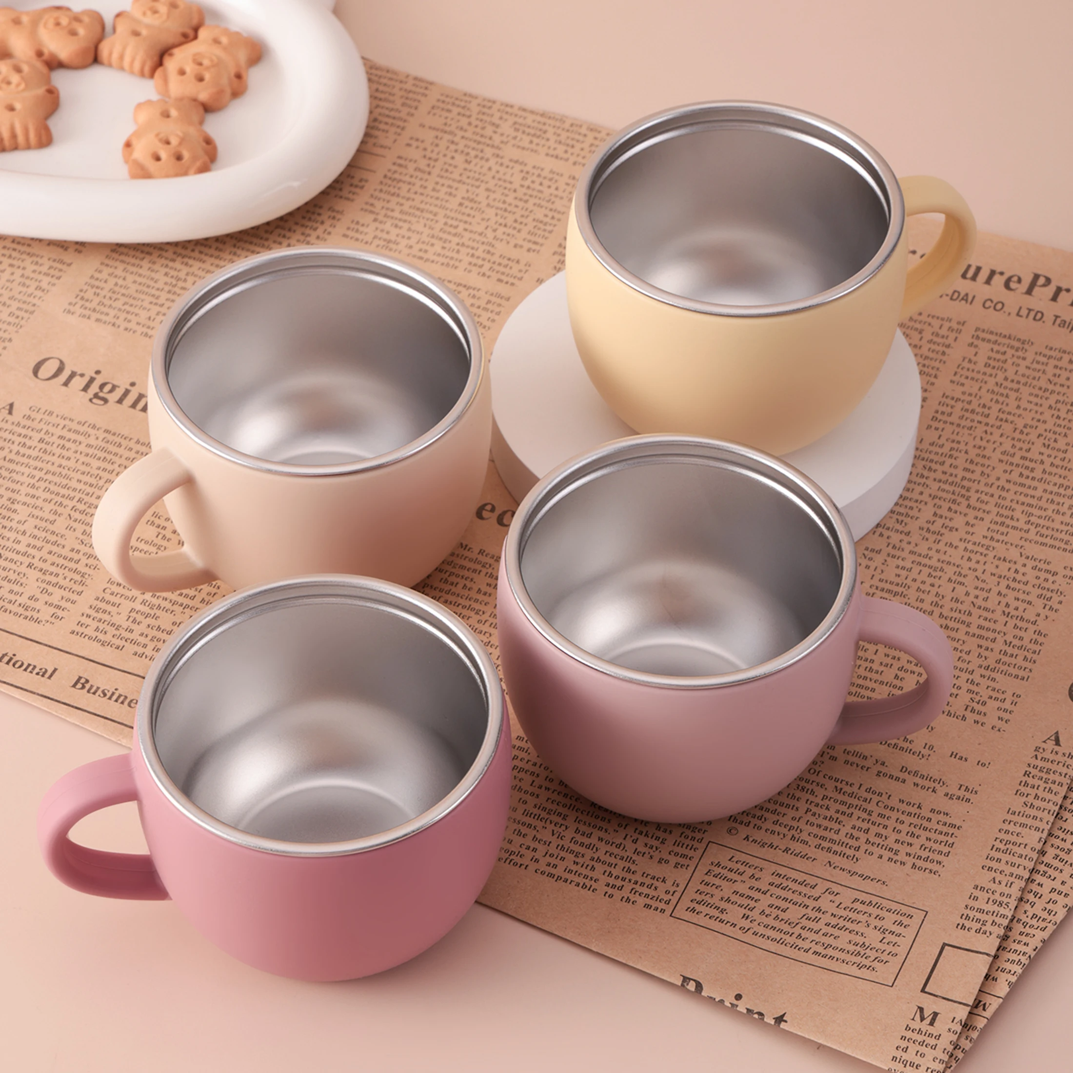 1PCS  스테인리스 컵 분리형 디자인 액체 수유 컵 BPA 프리 한 손 사용 훈련 컵 용 식기 필수품