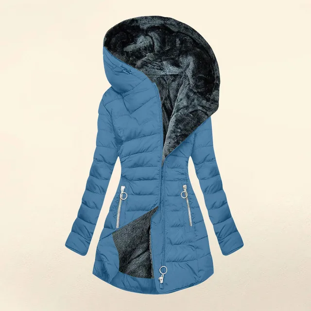 European American New Fashion Women's Solid Color Simple Basic Slim Casual Trendy Daily Hooded Quilted Coats Female Parkas Tops 5