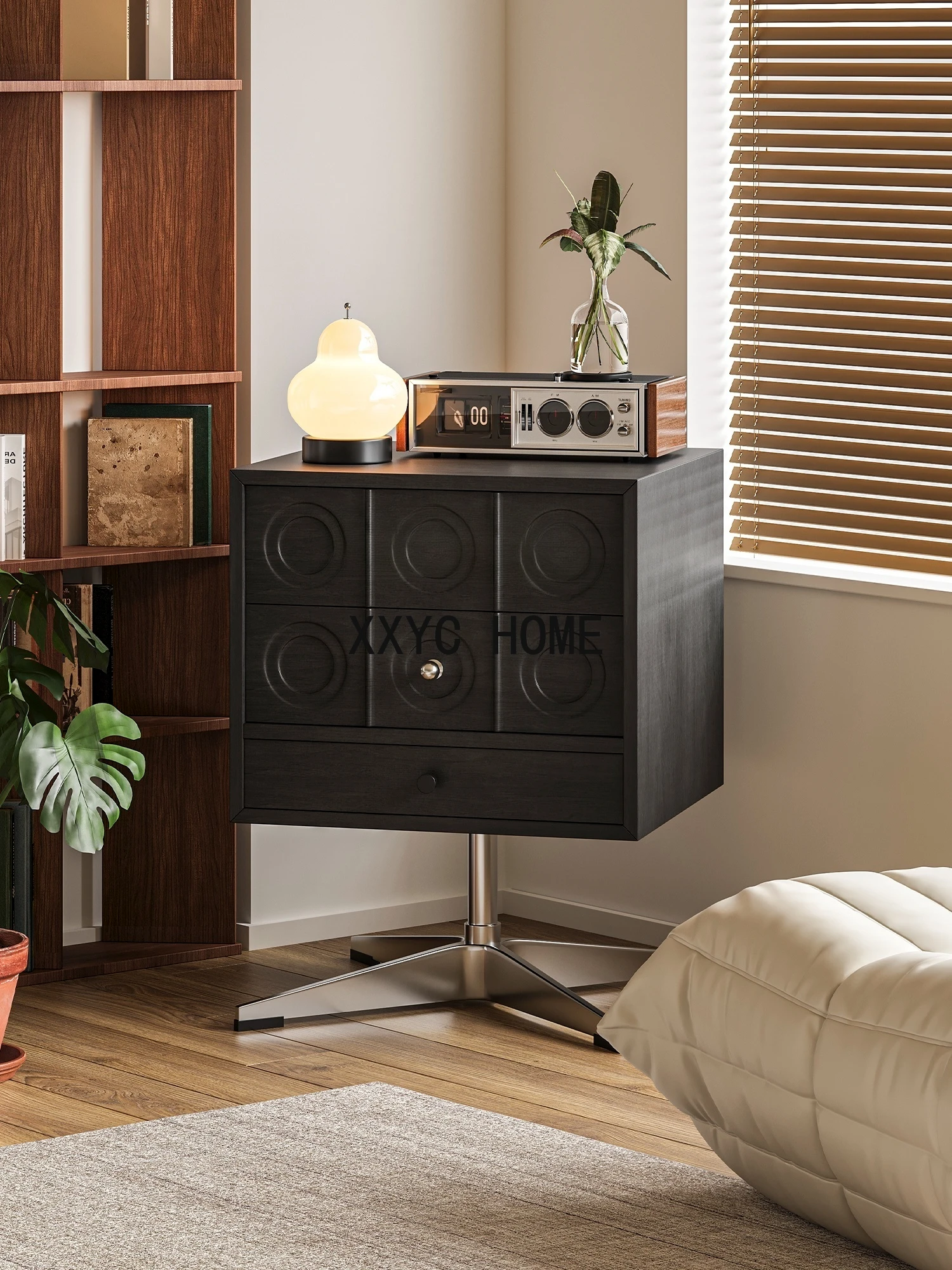 

Retro Solid Wood Antique Side Cabinet Bedroom Building Blocks Bedside Table Sofa Chest of Drawers Record Cabinet Corner Cabinet