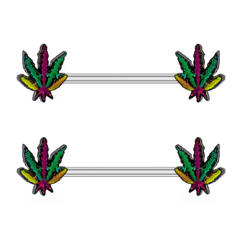 

12pcs/Lot Colorful Maple Nipple Shield Ring Screw Stainless Steel Barbell Piercing Nombril Breast Cover Jewelry