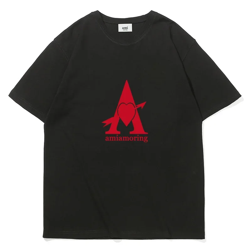 thumbnail image 1 of AMI AMORING Camiseta de algodón de verano de alta calidad para hombres y mujeres Camiseta casual de manga media holgada de algodón del mismo estilo para parejas, 1 of 5