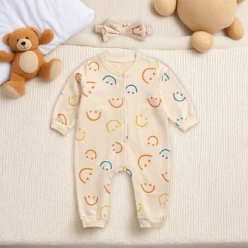 Cotton Toddler Girls Jumpsuits Autumn Fashion Infants Rompers Clothing Spring with Headband