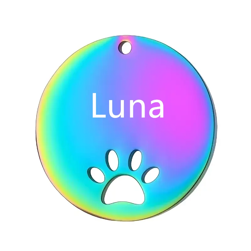 ペットIDタグ　名前・電話番号刻印無料　中空の足跡ネームプレート　犬猫用首輪アクセサリー　紛失防止