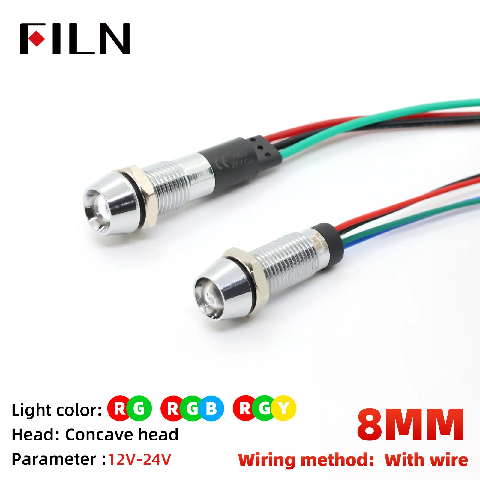 ตัวเลือกสินค้า ไฟแสดงสถานะ LED ขนาด 8 มม. หลายสี สำหรับระบบไฟฟ้า