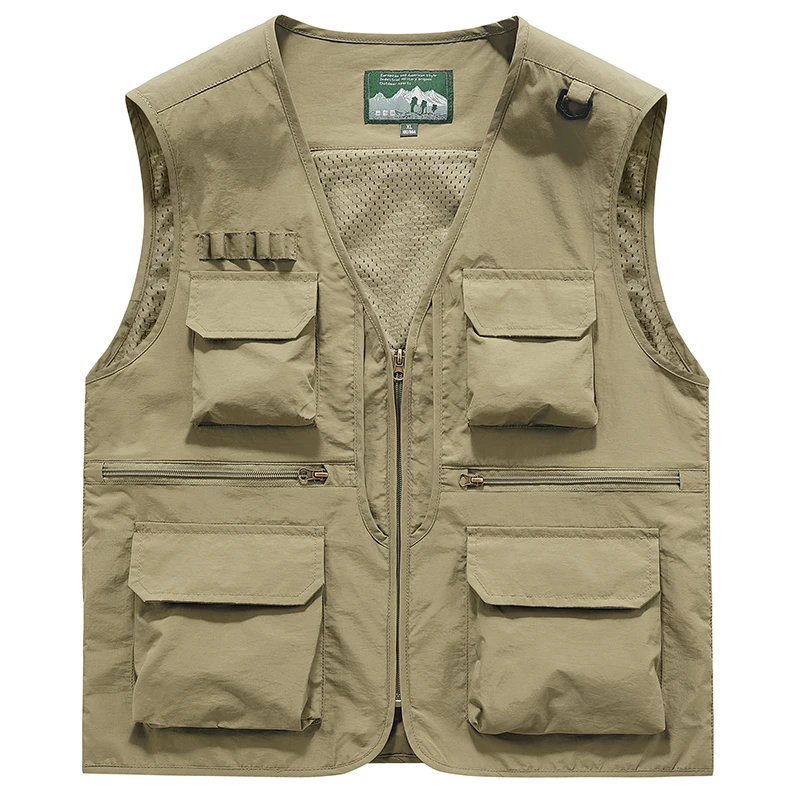 

6XL Men's Summer Outdoor Fishing Vests Multi-pocket Quick-dry Light Utility Tactical Tech Wear Travel Hiking Safari Cargo Vests