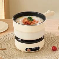 220V Multifunctional Electric Cook Pot Portable Electric Hot Pot Travel Folding Pot Mini Non-stick Fry Pot 2L Home Rice Cooker 1