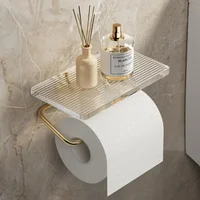 Luxury Gold Toilet Paper Holder with Shelf No Punching Acrylic Roll Paper Holder Tissue Hanger Bathroom Accessories Bathroom 1