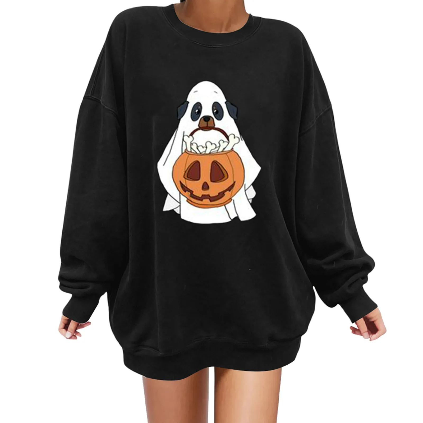 

Drawstring Zip up Jacket 2023 Halloween Printed Off Shoulder Long Sleeve Sweatshirt Women's Fleece Women Sweatshirt Small