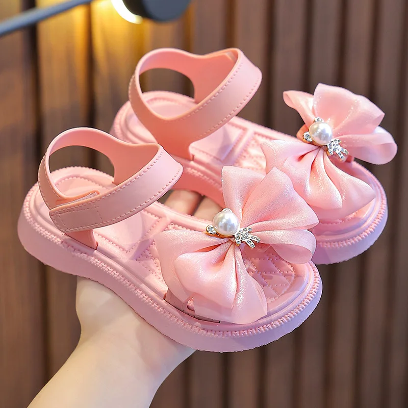 

1-8 Years Summer Girls Pink Sandals Toddler Baby Fashion Princess Little Girl Shoes Kids Open Toe Non-slip Beach Sandals