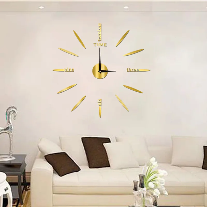 Simple  Modern Design Digital DIY Clock Silent Wall Clock Room Living Wall Decoration Home Decor Punch-Free Wall Sticker Clock