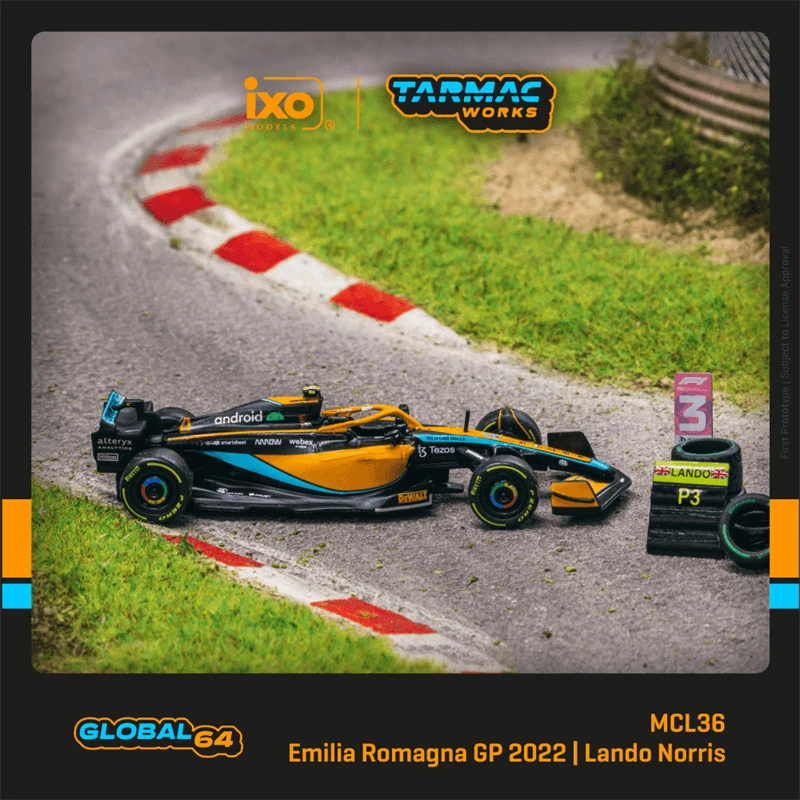 

Tarmac работает 1:64 MCL36 Emilia romawei Grand Prix 2022 литая модель автомобиля
