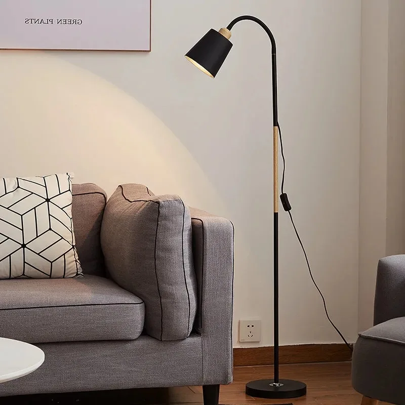 Nordic Led Floor Lamp Modern Bedroom Living Room Dining Kitchen Study Bedside E27 Light Holder White Black Lighting Fixture | Лампы и