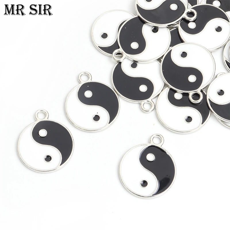 

5pcs Fashion Tai Chi Bagua Round Enamel Charms Metal Yin Yang Pendant for Jewelry Making DIY Earrings Necklace Bracelet Findings