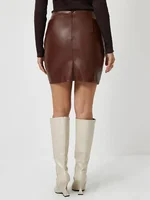 Benuynffy Fashion PU Leather Skirt Women's Autumn and Winter Elegant High Waist Zipper Back Ruched Bodycon Mini Skirts 2024 New - Image 3