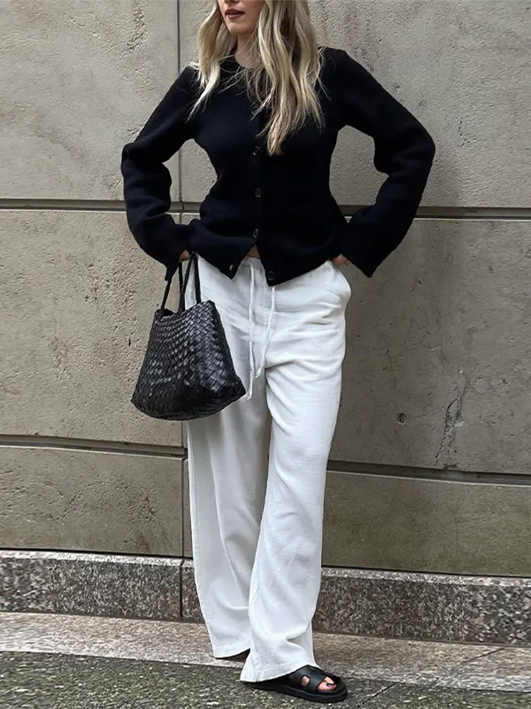 Women 's Cardigan Vintage Chic O-neck Single Breasted Pockets Full Sleeve Sweaters Lady 2025 Autumn Fashion New Female Outwears - 5