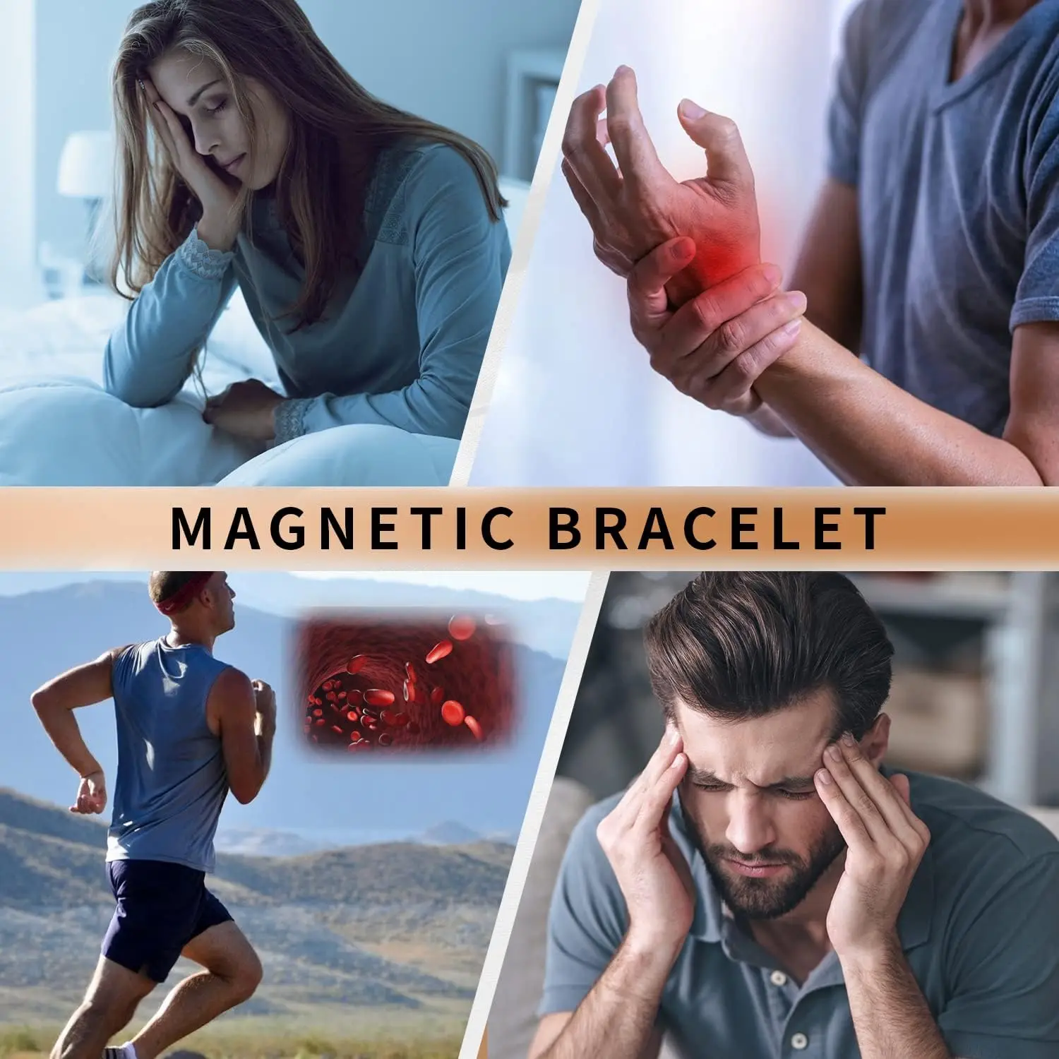 Stylish Magnetic Therapy Bracelet for Men Effective Pain Relief 109 Pcs Energy Germanium Bangle 316L Stainless Steel Jewelry
