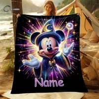 1PC Custom Name Disney Mickey Minnie Mouse Printed Blanket, All-Season Multi-Use for Nap, Camping,Travel, Sofa Machine Washable 1