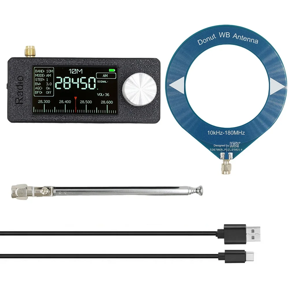 0.5--108mhz Pocket Mini SI4732 Receiver Radio 1.9 Inch IPS Screen LSB USB AM FM FM/AM Radio With Antenna HF SW VHF Tool