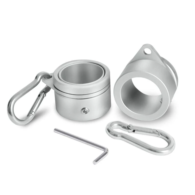 

P82D 2Pcs Aluminum Alloy Flagpole Rings with Fixed Carabiner Hook 360 Degree Rotating Anti Wrap Stick Mounting Spinning
