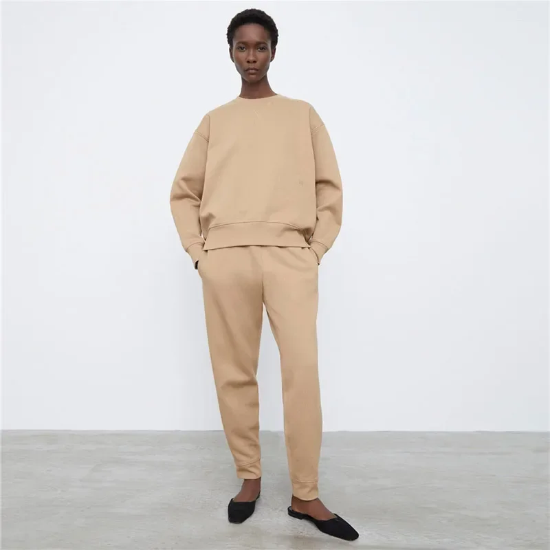 

O-neck Pullover Sweater Suit, Loose Sweater, Spring Sweater Pants, Fashion Hoodie, 90% Cotton, 10% Silk, Top, 2022