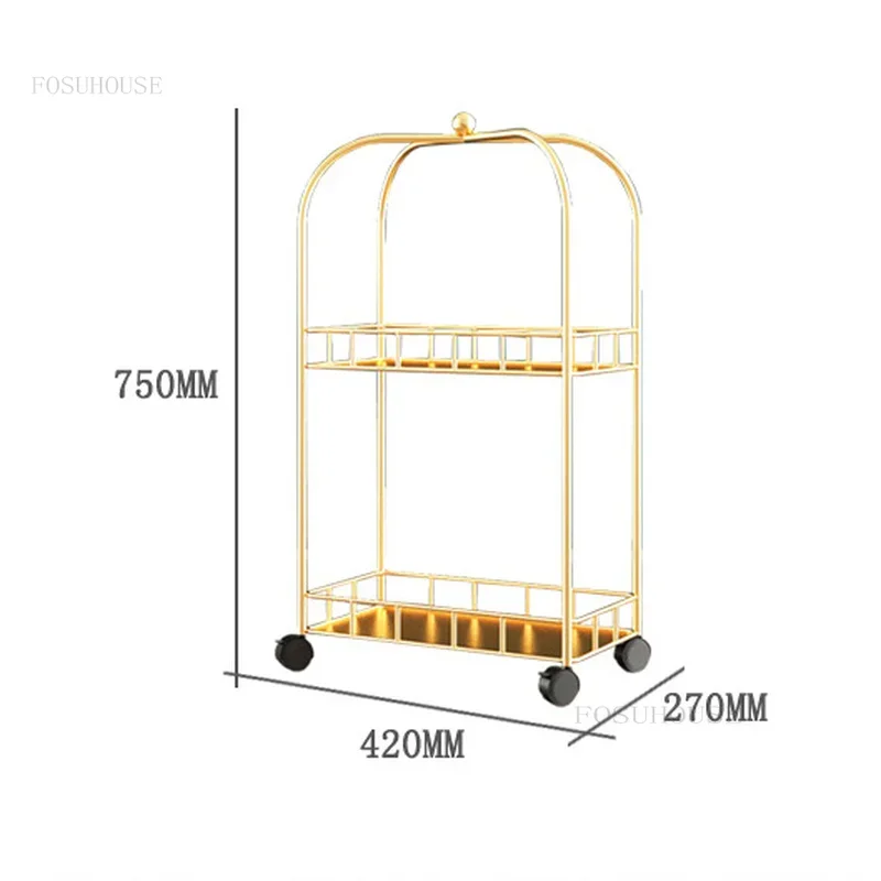 Wrought Iron Hotel Home Furniture Kitchen Islands Luxury Restaurant Bathroom Storage Cart Creative Coffee Shop Bar Trolleys L