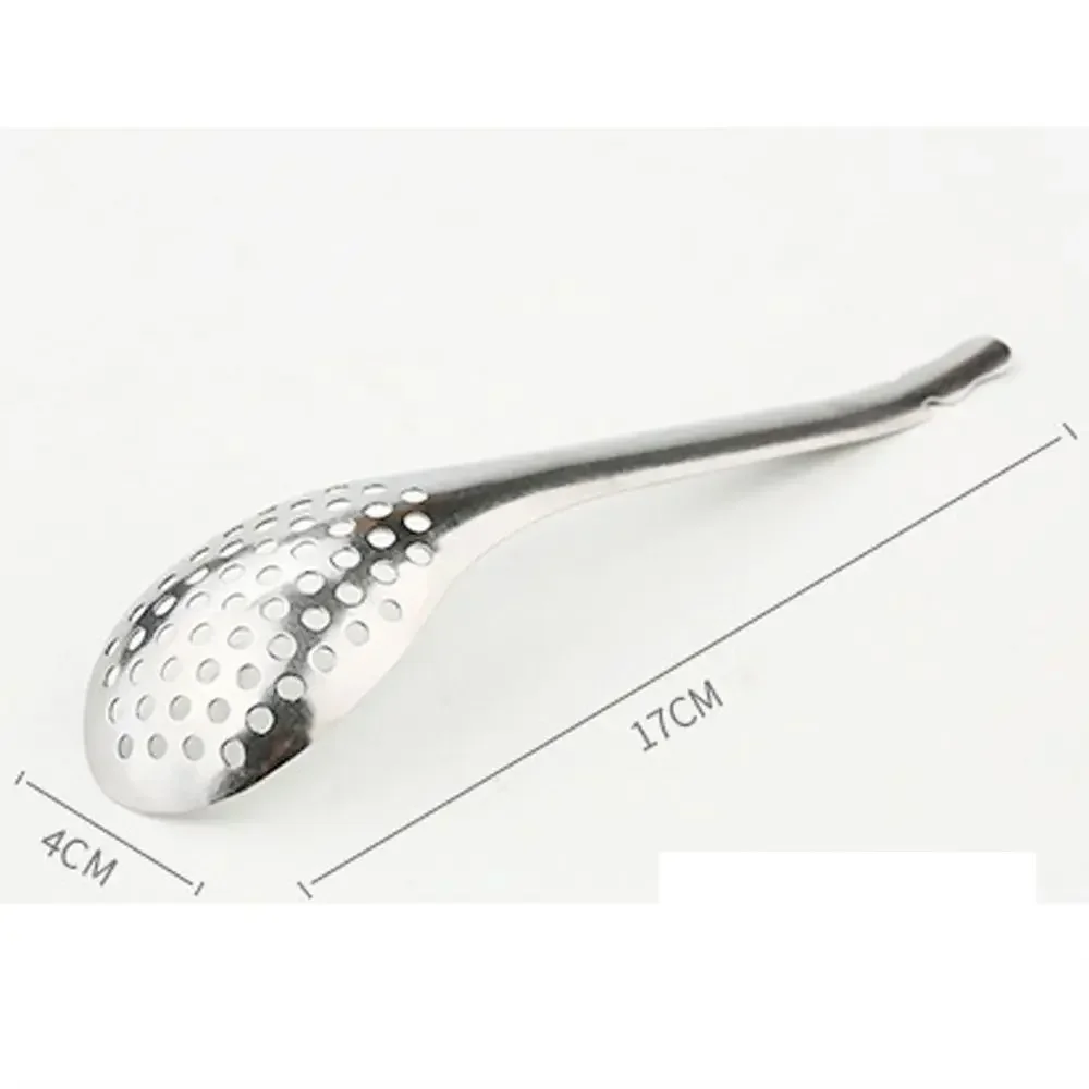 1Pc Caviar Spoon Hot Pot Filter Spoon with Long Handle Vintage Tea Shovel Set Small Spoons 56 Holes Kitchen Tools stainless steel spoon