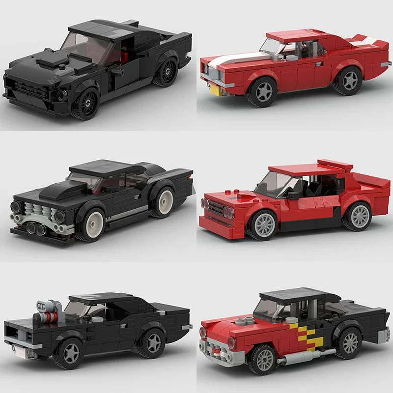 

City vintage car MOC model Building Blocks Old Super race classical Vehicle Speed Champions Racing F1 Bricks Christmas Gift toy